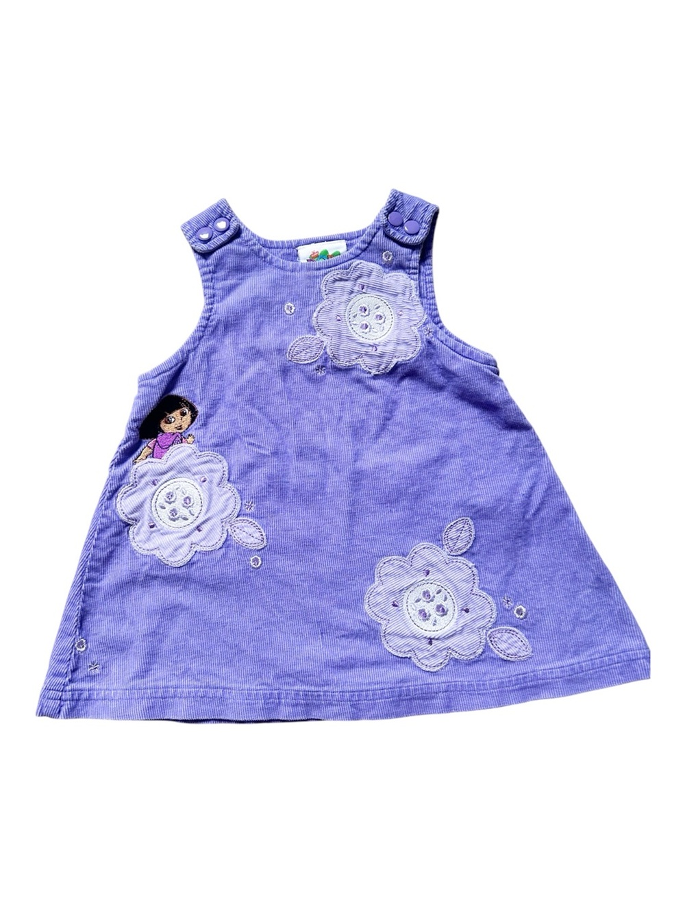 Vintage Nickelodeon Corduroy Floral Jumper Dress Dora the Explorer 12 Months